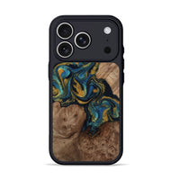 iPhone 17 Pro Wood Phone Case - Mariela (Teal & Gold, 814113)