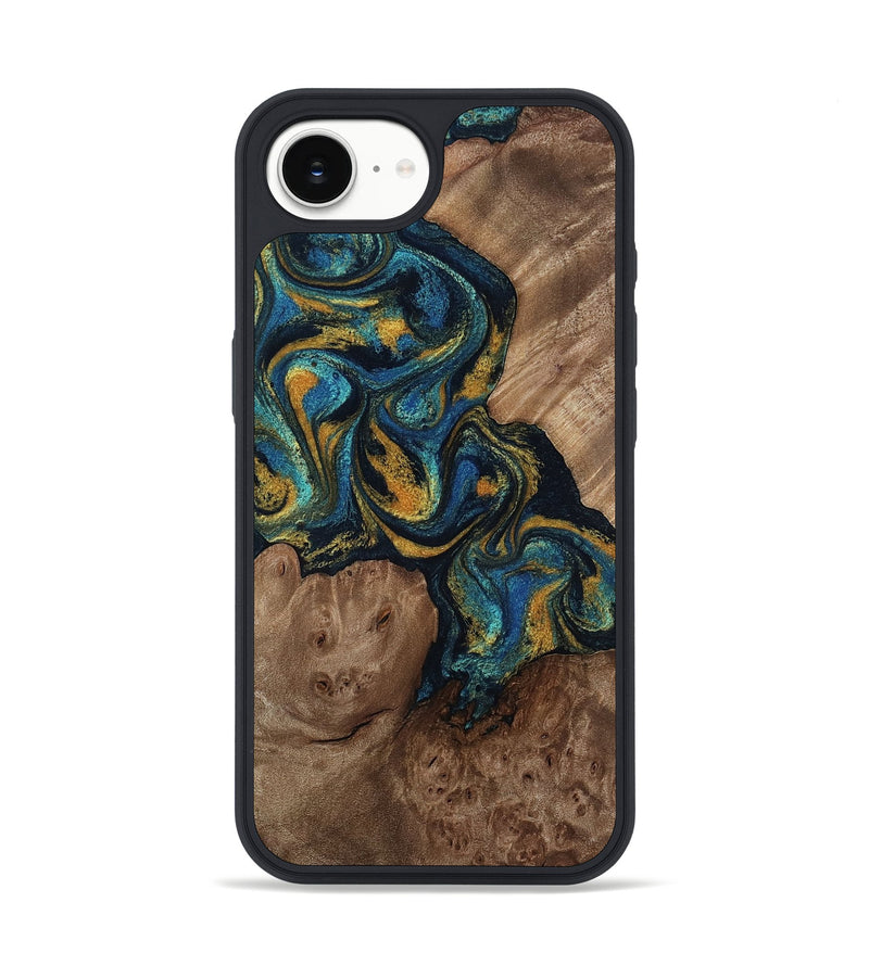 iPhone 17e Wood Phone Case - Mariela (Teal & Gold, 814113)