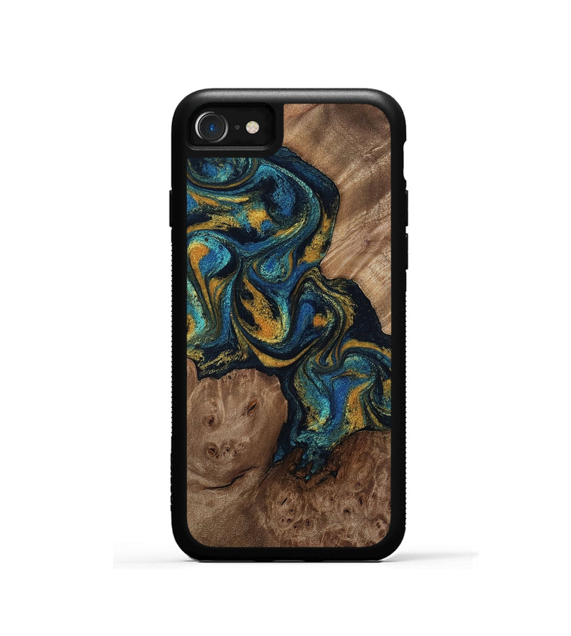 iPhone SE Wood Phone Case - Mariela (Teal & Gold, 814113)
