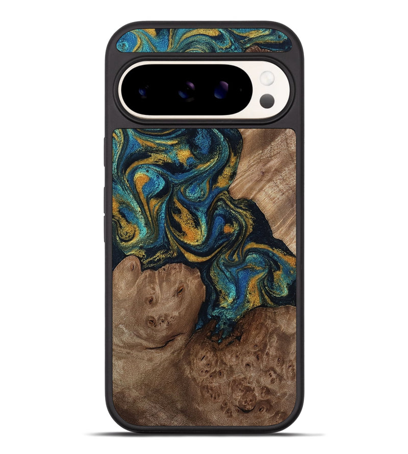 Pixel 9 Pro XL Wood Phone Case - Mariela (Teal & Gold, 814113)