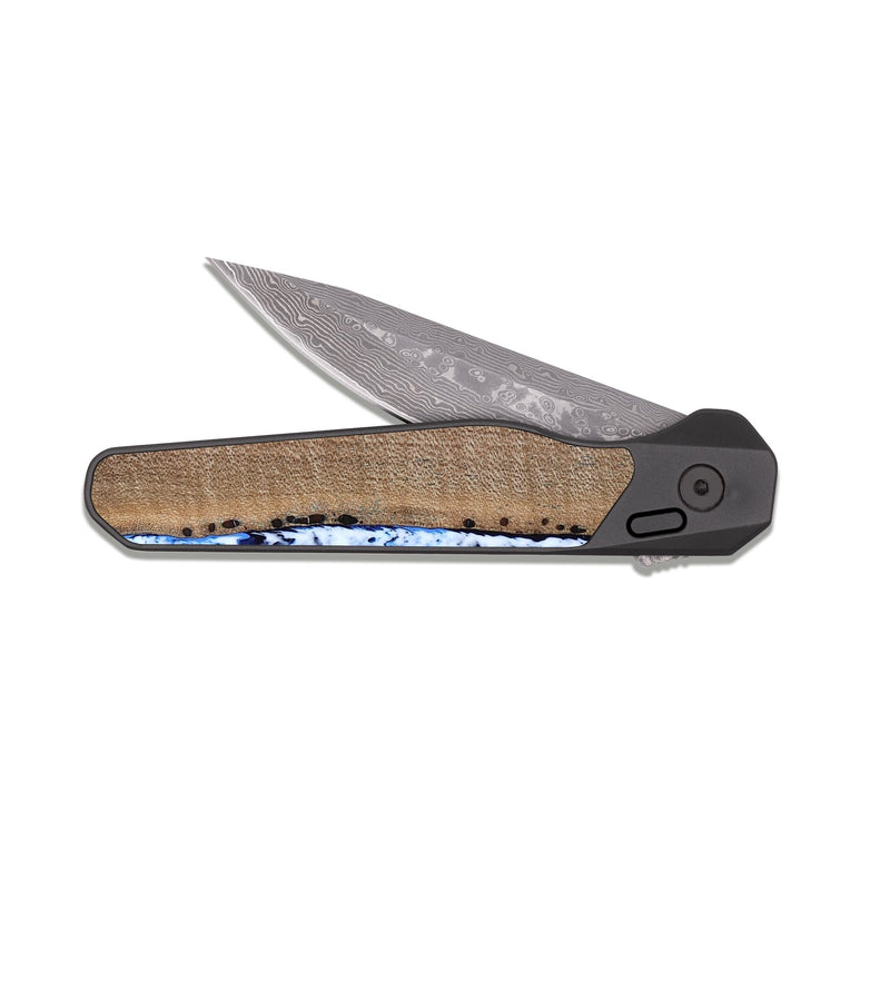 EDC Dark Damascus Wood Pocket Knife - Evette (Coastal, 814146)