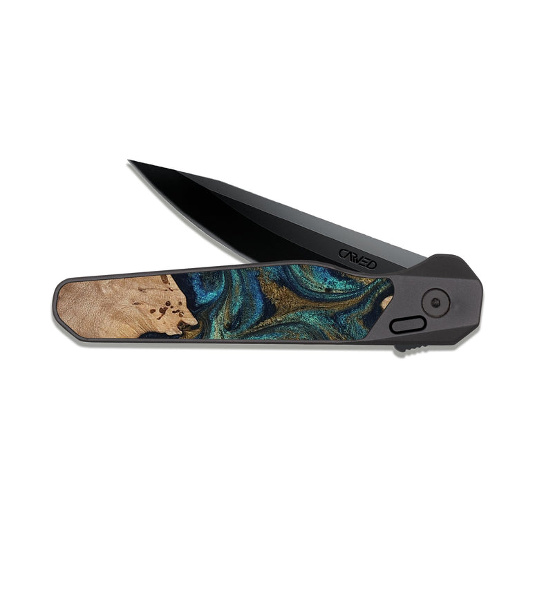 EDC Dark Slate Wood Pocket Knife - Jacoby (Teal & Gold, 814180)