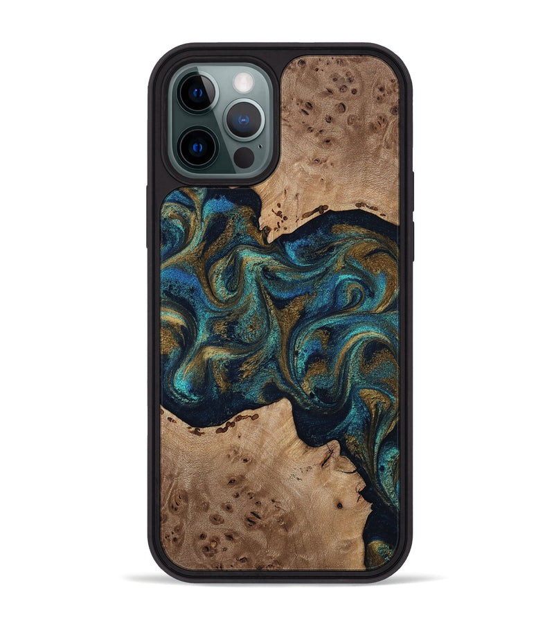 iPhone 12 Pro Max Wood Phone Case - Jacoby (Teal & Gold, 814180)