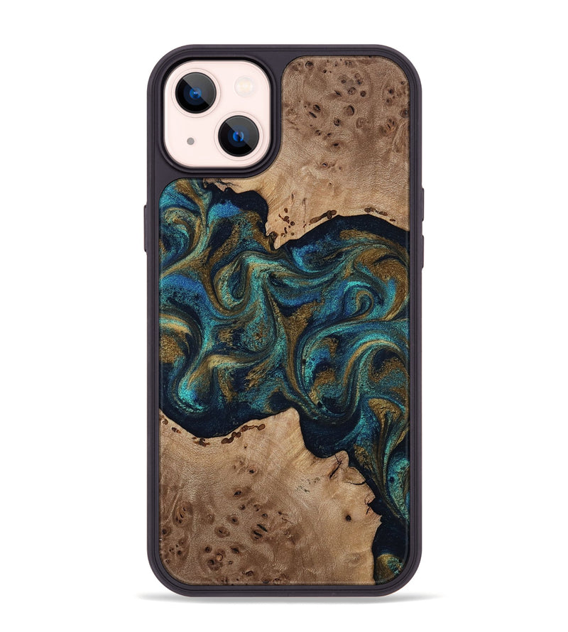 iPhone 14 Plus Wood Phone Case - Jacoby (Teal & Gold, 814180)