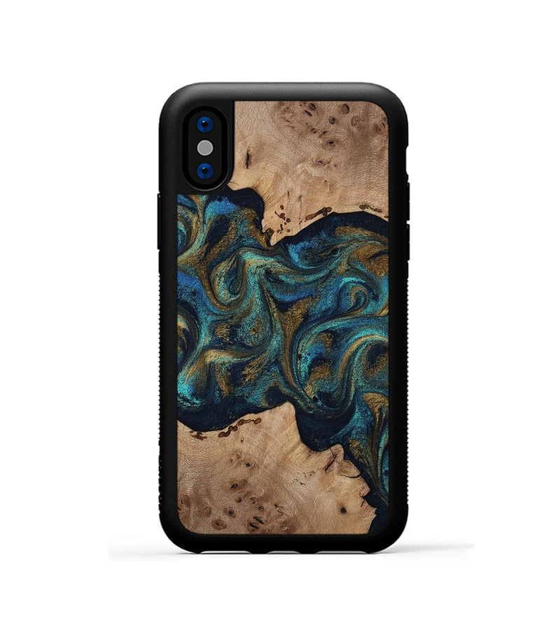 iPhone Xs Wood Phone Case - Jacoby (Teal & Gold, 814180)
