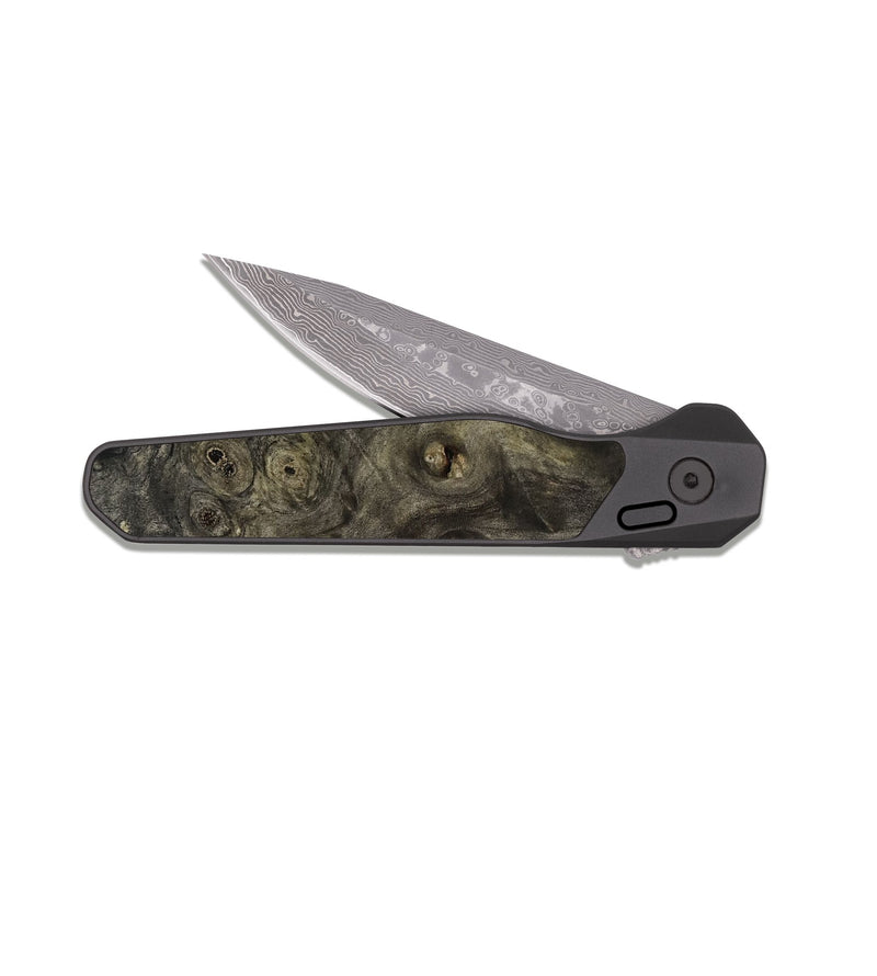 EDC Dark Damascus Wood Pocket Knife - Kinsley (Wood Burl, 814184)