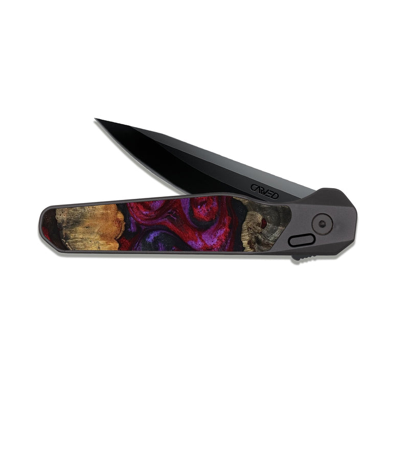 EDC Dark Slate Wood Pocket Knife - Jerrod (Red, 814188)