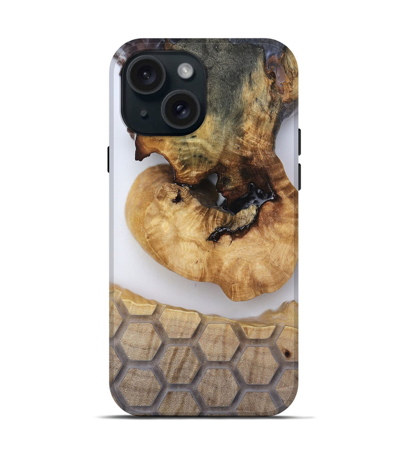 iPhone 15 Wood Live Edge Phone Case - Celine (Clear, 814244)
