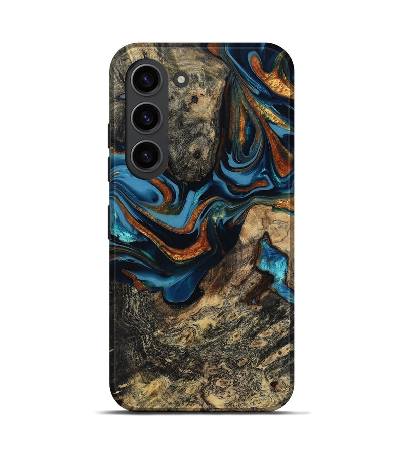 Galaxy S23 Wood Live Edge Phone Case - Marjory (Teal & Gold, 814264)