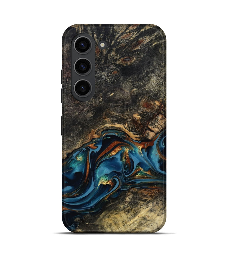 Galaxy S23 Wood Live Edge Phone Case - Jordyn (Teal & Gold, 814265)