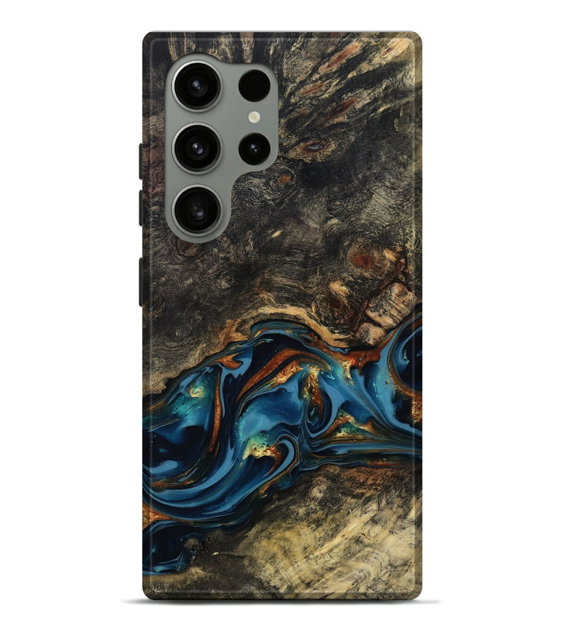 Galaxy S24 Ultra Wood Live Edge Phone Case - Jordyn (Teal & Gold, 814265)