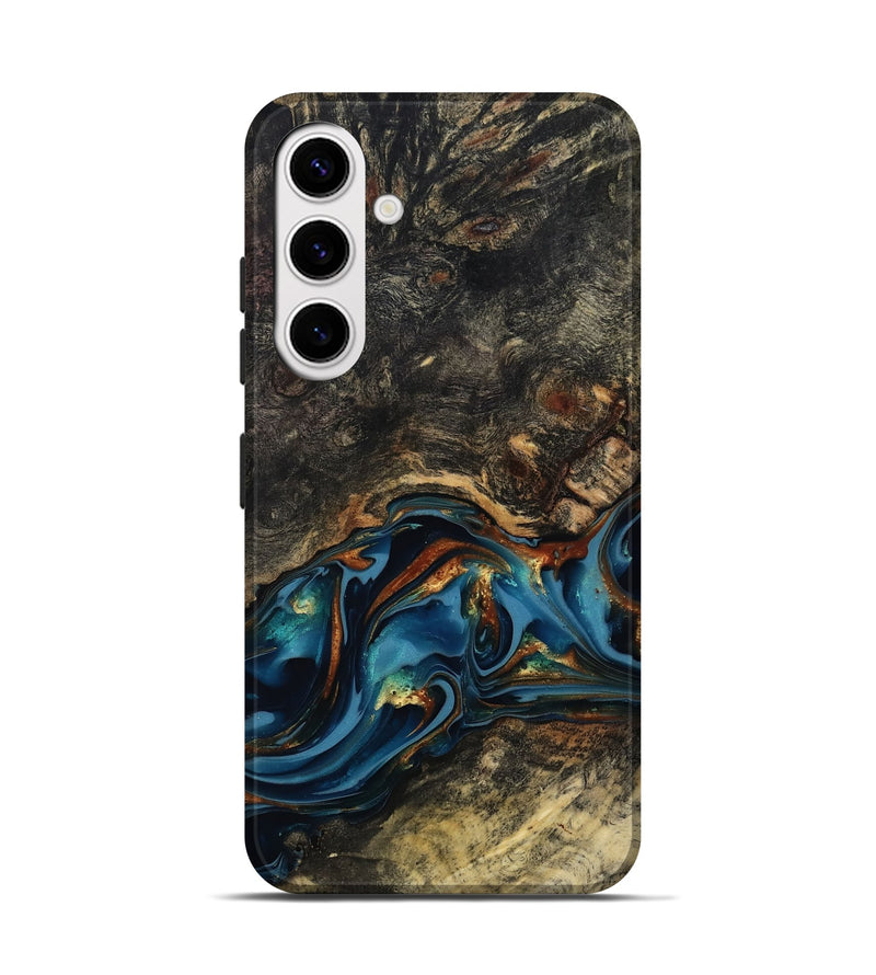 Galaxy S25 Wood Live Edge Phone Case - Jordyn (Teal & Gold, 814265)