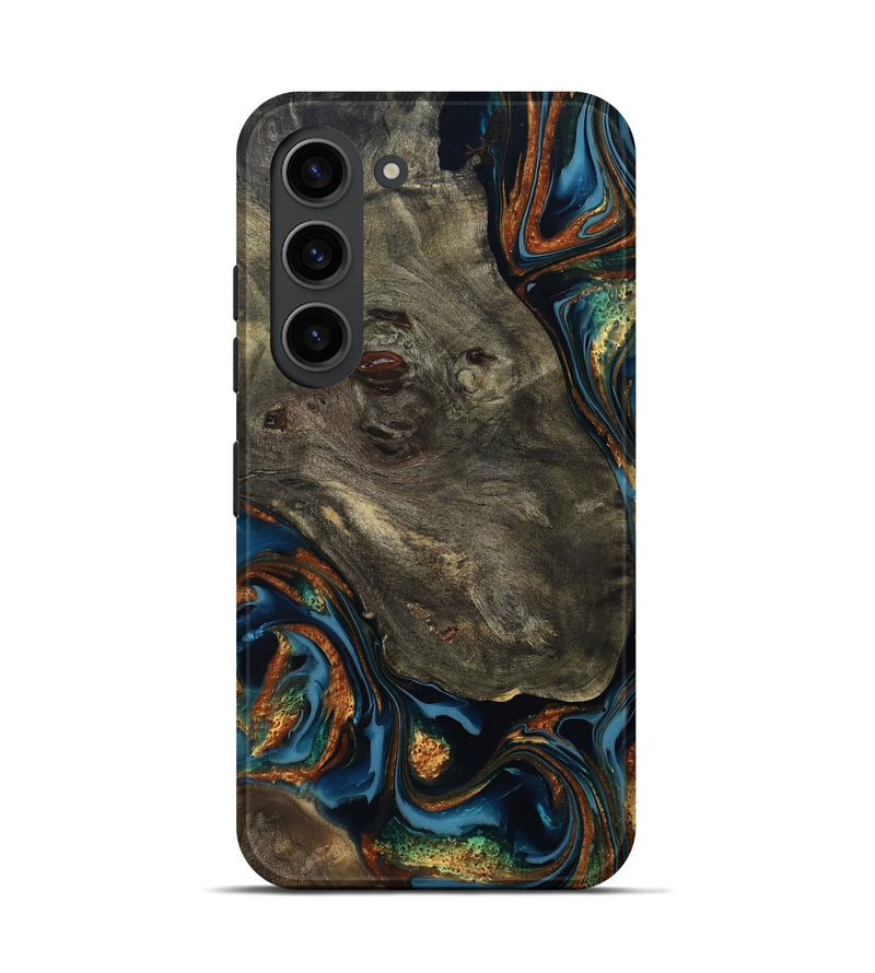 Galaxy S23 Wood Live Edge Phone Case - Jonnie (Teal & Gold, 814266)