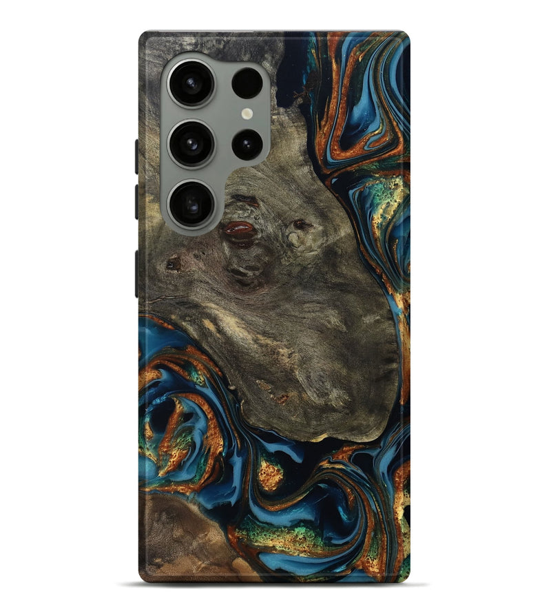Galaxy S24 Ultra Wood Live Edge Phone Case - Jonnie (Teal & Gold, 814266)