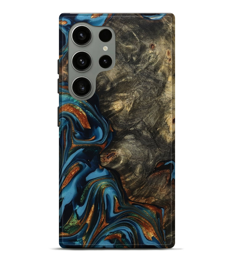 Galaxy S24 Ultra Wood Live Edge Phone Case - Jasmine (Teal & Gold, 814267)