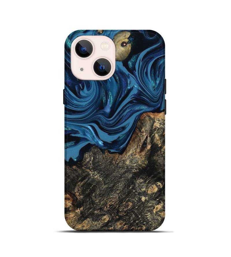 iPhone 13 mini Wood Live Edge Phone Case - Kamiyah (Blue, 814271)