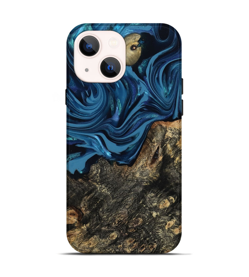 iPhone 14 Wood Live Edge Phone Case - Kamiyah (Blue, 814271)