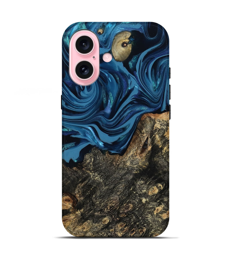 iPhone 17 Wood Live Edge Phone Case - Kamiyah (Blue, 814271)