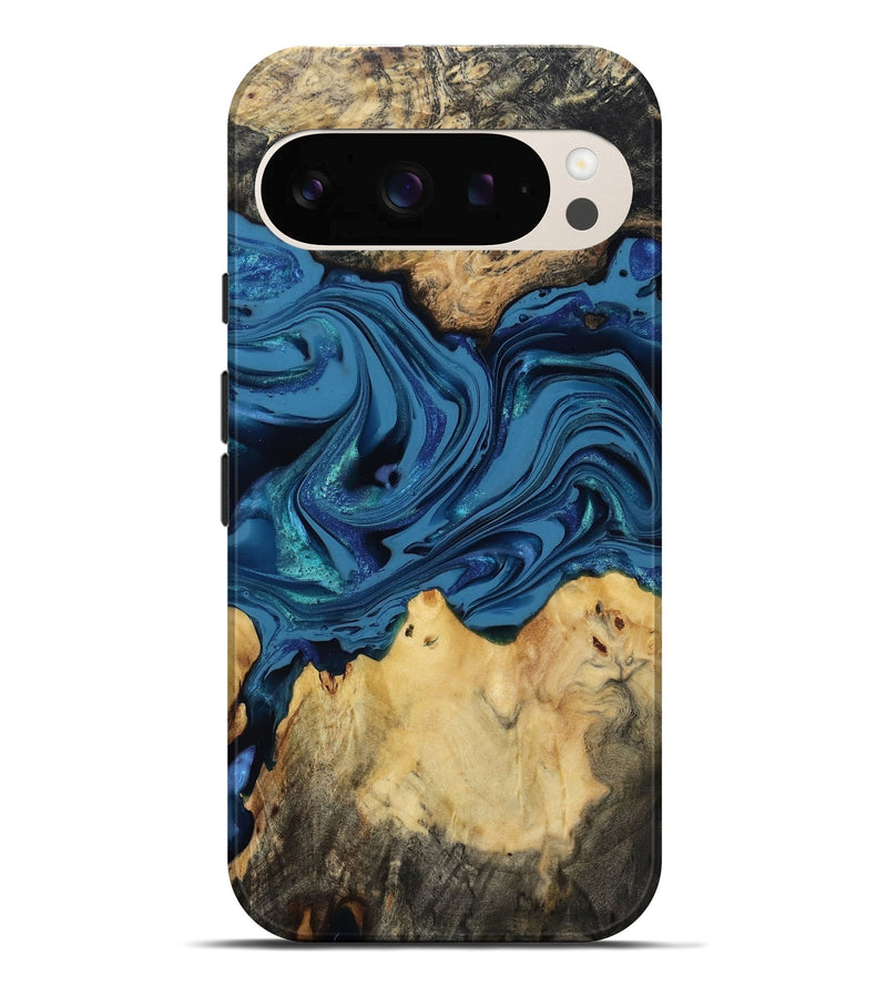 Pixel 10 Pro XL Wood Live Edge Phone Case - Oral (Blue, 814272)