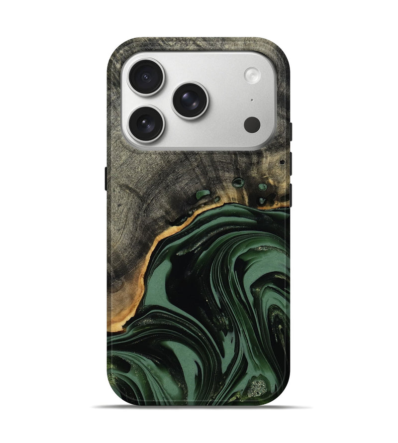 iPhone 17 Pro Wood Live Edge Phone Case - Kirstie (Green, 814277)