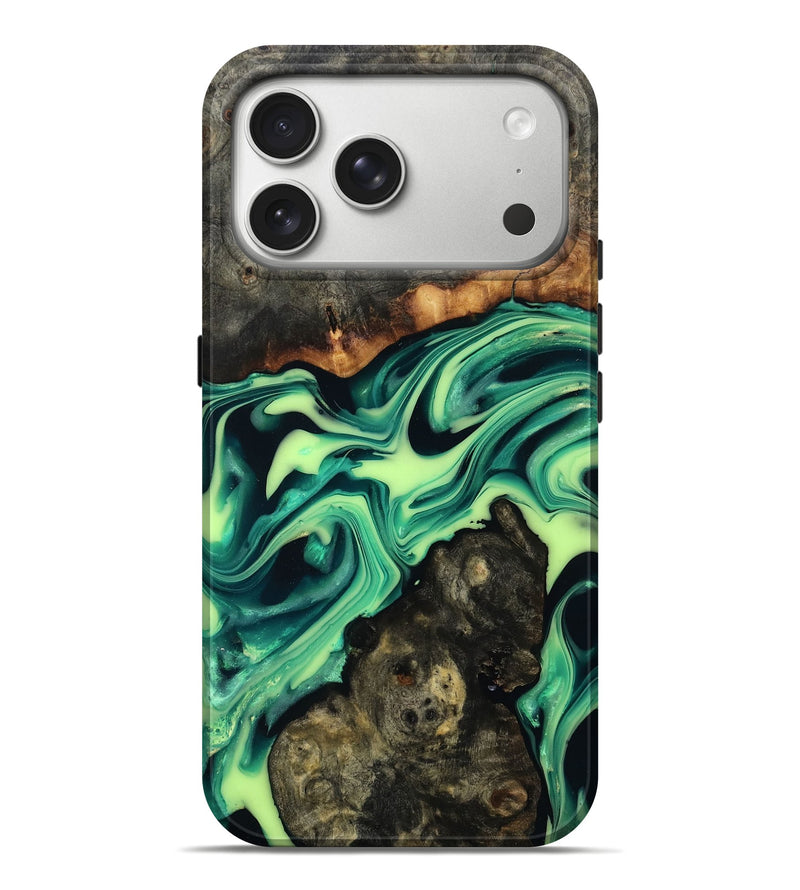 iPhone 17 Pro Max Wood Live Edge Phone Case - Stevie (Green, 814279)