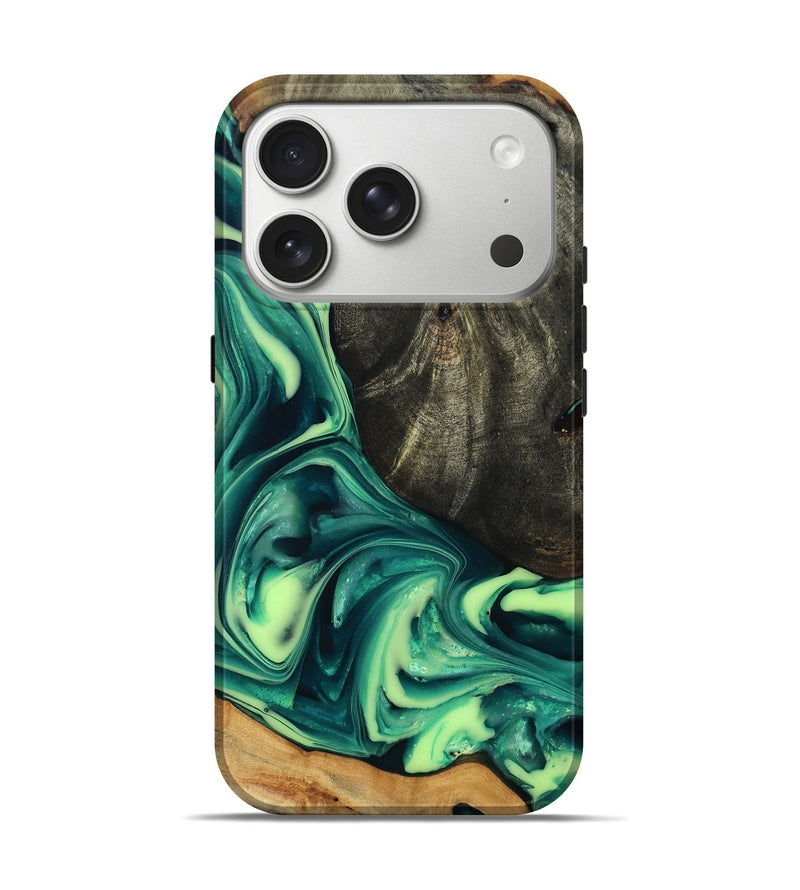 iPhone 17 Pro Wood Live Edge Phone Case - Hector (Green, 814280)