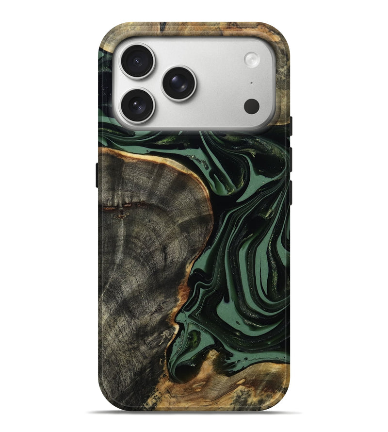 iPhone 17 Pro Max Wood Live Edge Phone Case - Mervin (Green, 814282)