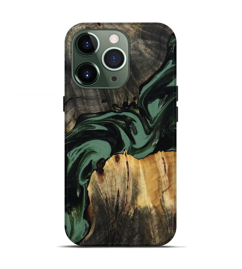 iPhone 13 Pro Wood Live Edge Phone Case - Luciano (Green, 814283)