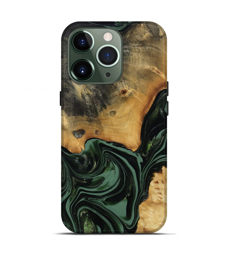 iPhone 13 Pro Wood Live Edge Phone Case - Arther (Green, 814284)