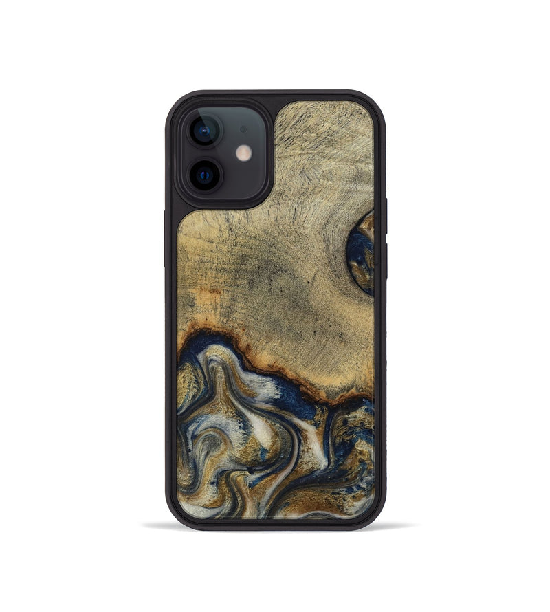 iPhone 12 mini Wood Phone Case - Verda (Teal & Gold, 814290)