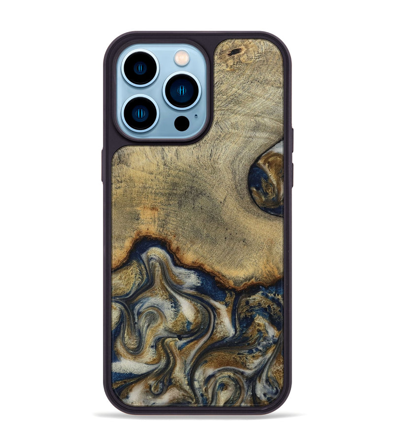 iPhone 14 Pro Max Wood Phone Case - Verda (Teal & Gold, 814290)