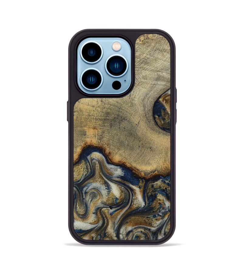 iPhone 14 Pro Wood Phone Case - Verda (Teal & Gold, 814290)