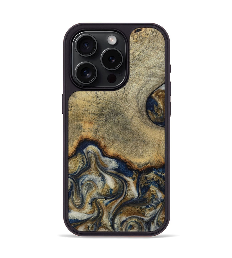 iPhone 15 Pro Wood Phone Case - Verda (Teal & Gold, 814290)