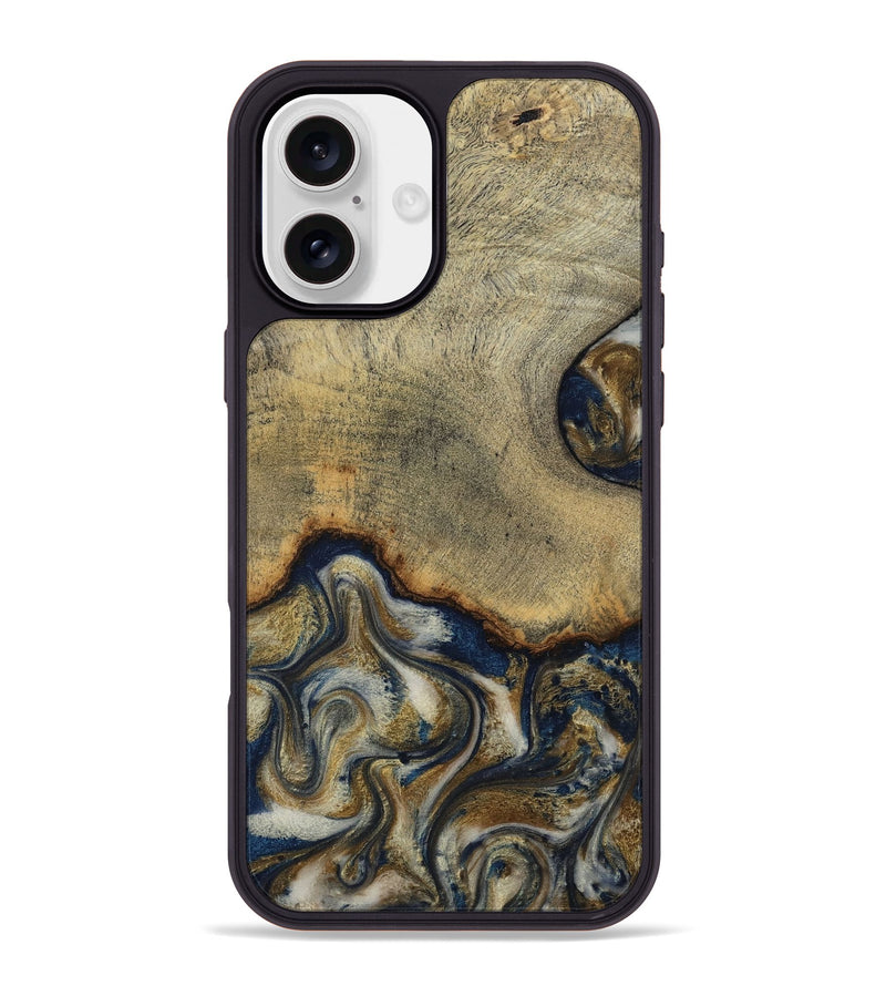 iPhone 16 Plus Wood Phone Case - Verda (Teal & Gold, 814290)