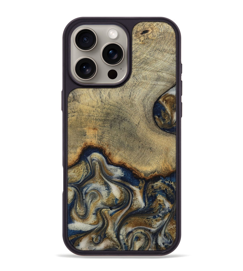 iPhone 16 Pro Max Wood Phone Case - Verda (Teal & Gold, 814290)
