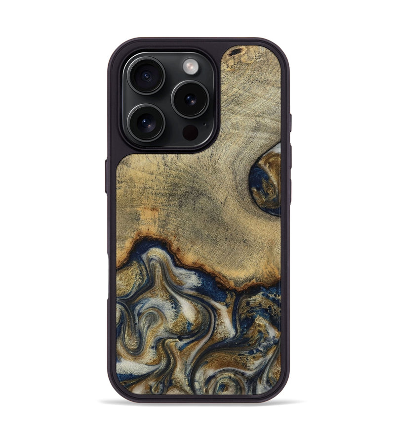 iPhone 16 Pro Wood Phone Case - Verda (Teal & Gold, 814290)