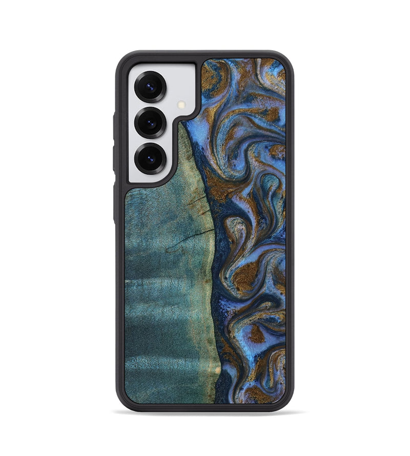 Galaxy S25 Wood Phone Case - Sariah (Teal & Gold, 814294)