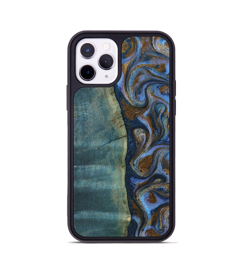 iPhone 11 Pro Wood Phone Case - Sariah (Teal & Gold, 814294)