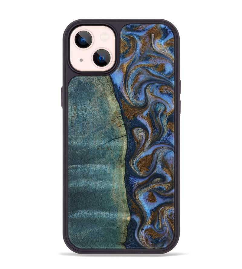 iPhone 14 Plus Wood Phone Case - Sariah (Teal & Gold, 814294)