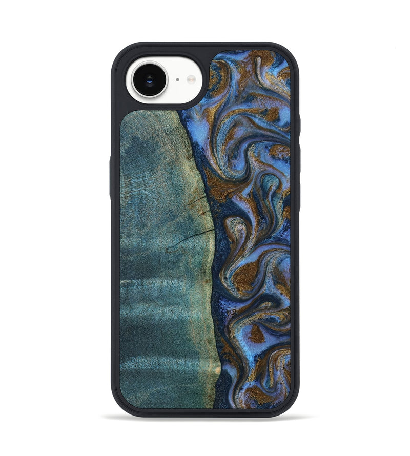 iPhone 17e Wood Phone Case - Sariah (Teal & Gold, 814294)