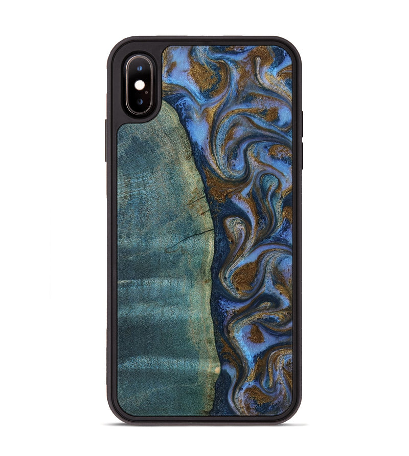 iPhone Xs Max Wood Phone Case - Sariah (Teal & Gold, 814294)