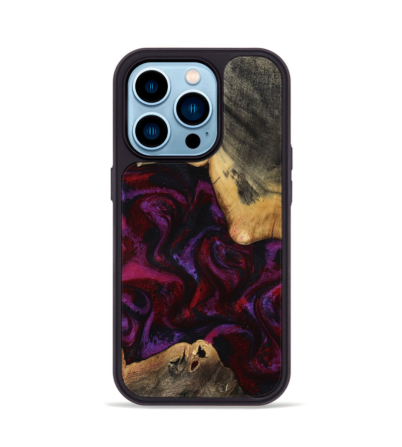 iPhone 14 Pro Wood Phone Case - Amos (Red, 814304)