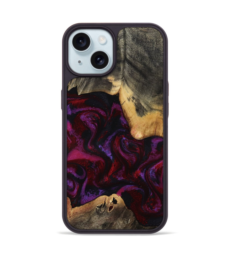 iPhone 15 Wood Phone Case - Amos (Red, 814304)