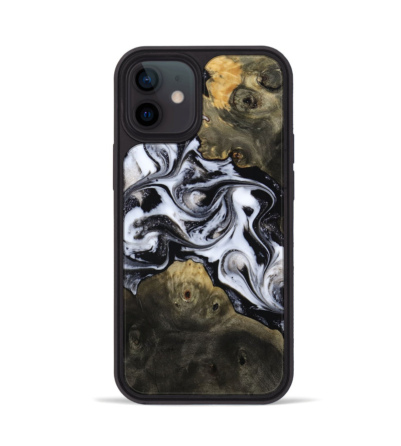 iPhone 12 Wood Phone Case - Randell (Black & White, 814306)