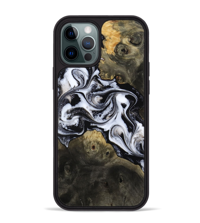 iPhone 12 Pro Max Wood Phone Case - Randell (Black & White, 814306)