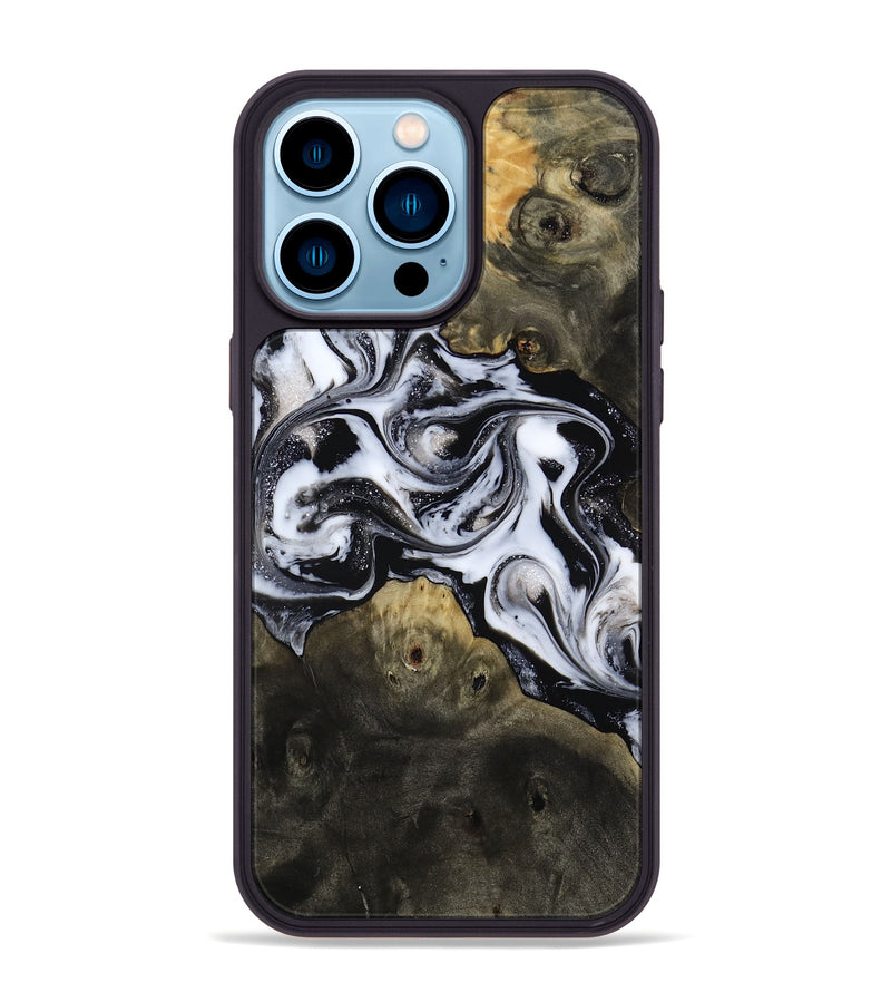 iPhone 14 Pro Max Wood Phone Case - Randell (Black & White, 814306)