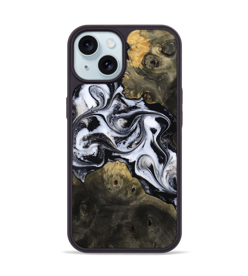 iPhone 15 Wood Phone Case - Randell (Black & White, 814306)