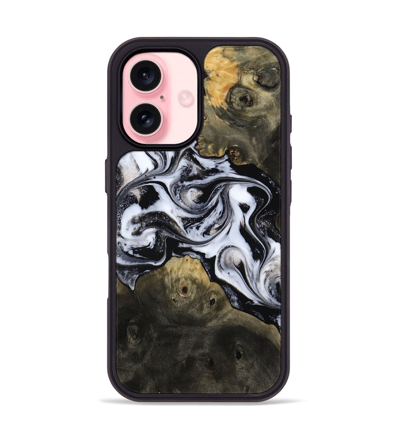 iPhone 16 Wood Phone Case - Randell (Black & White, 814306)