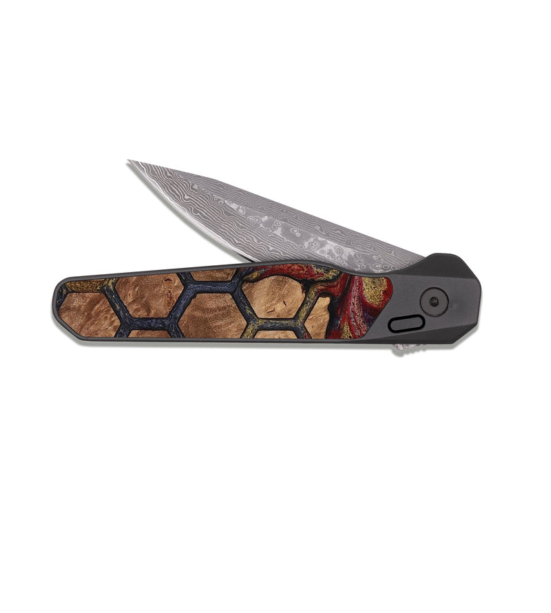 EDC Dark Damascus Wood Pocket Knife - Alfreda (Pattern, 814310)
