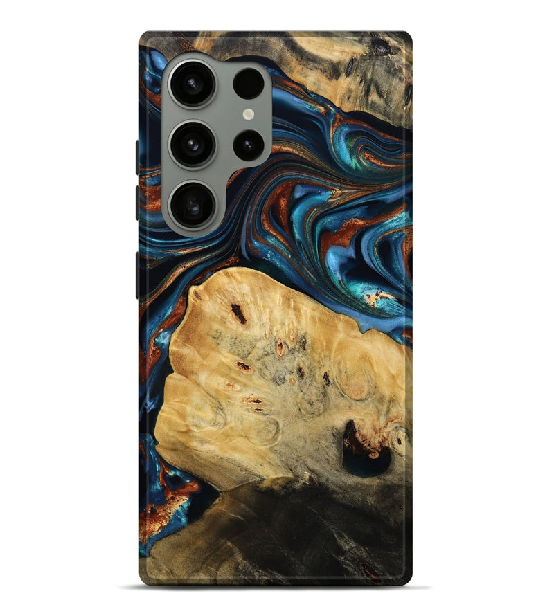 Galaxy S24 Ultra Wood Live Edge Phone Case - Cadence (Teal & Gold, 814374)